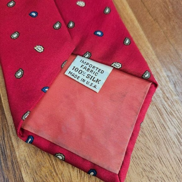 Yves Saint Laurent YSL Tie Red Blue Mini Paisley Print 100% Silk USA Made Gift - Picture 8 of 12